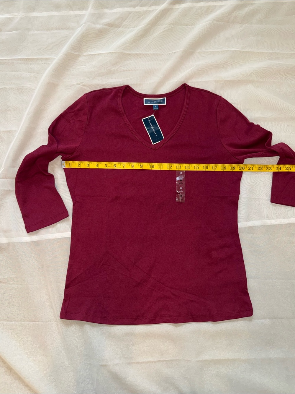 Karen Scott V-Neck Long Sleeve Top in Berry - Picture 5 of 5